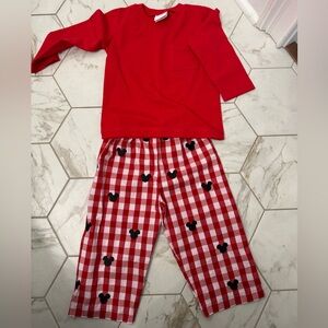 NWOT Stitch up Fish Oh Toodles Embroidered Pant Set, Red Check